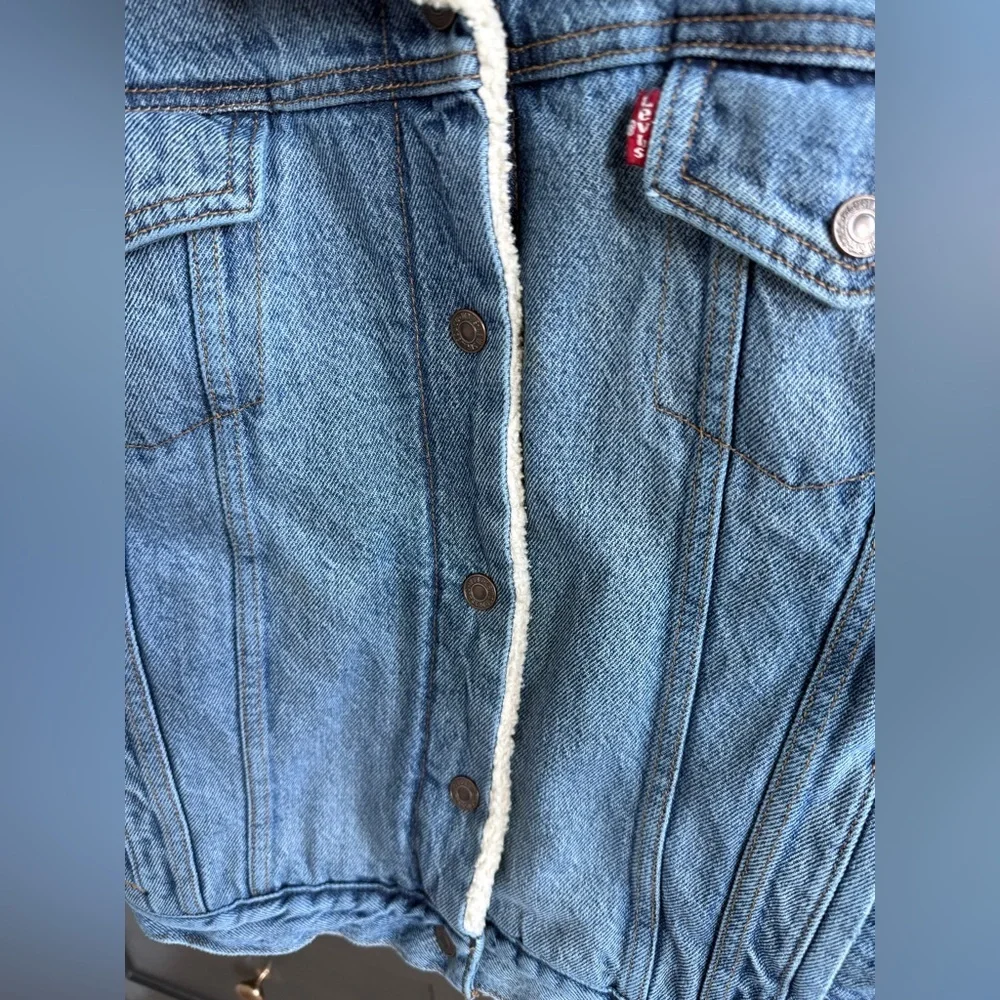 Levi's Blue Denim Sherpa Jacket • Adult S Youth XL - Picture 7 of 7